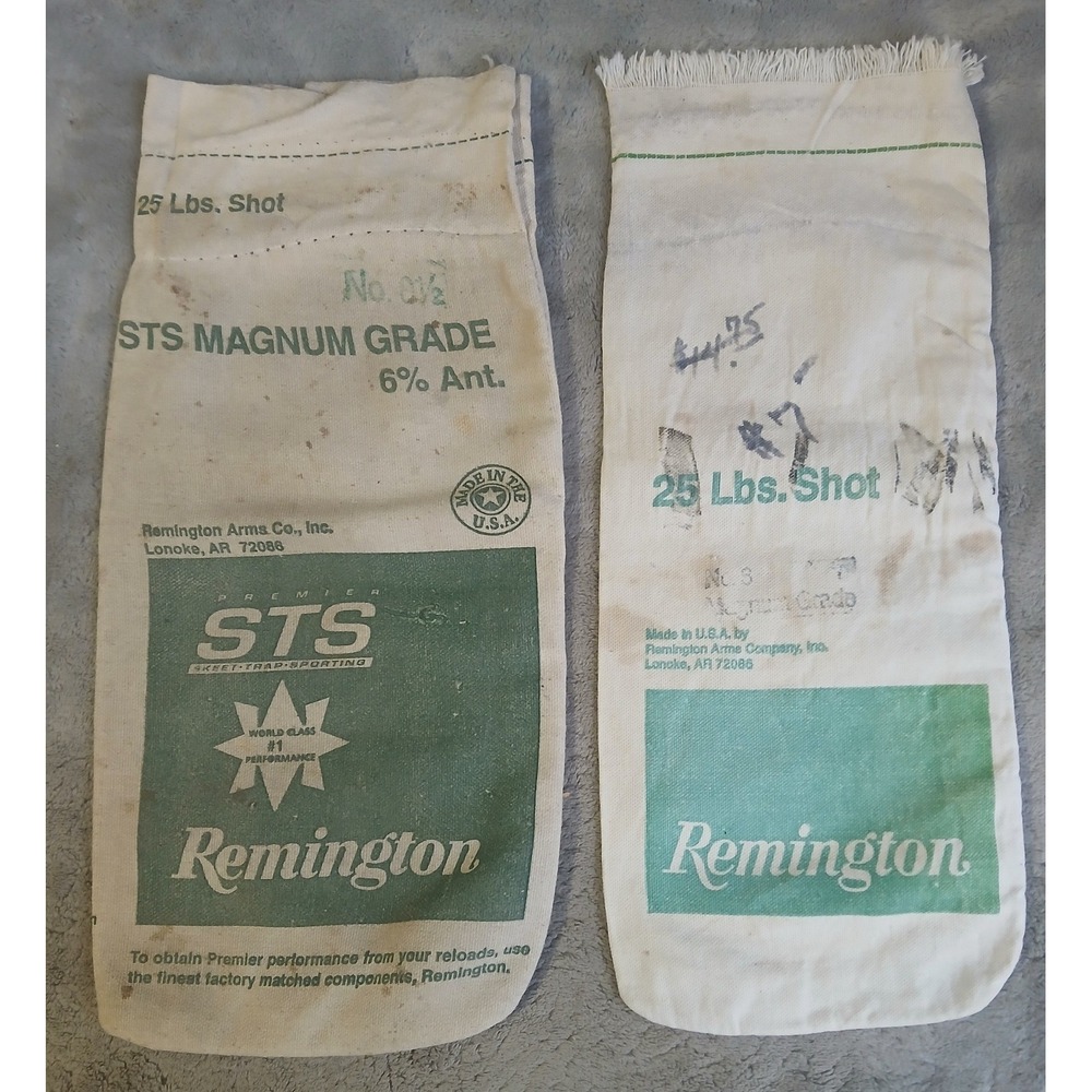 Vintage Remington STS Magnum Grade 25 Lbs Shot Canvas Bags Set‎ of 2 Made in USA